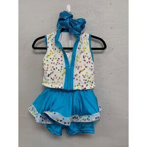 A Wish Come Ture Girls Dance Costume Blue, White & Sequin